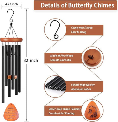 Nana Gifts, 32" Butterfly Wind Chime for Nana Birthday Gifts, Grandma Gift for Christmas Mothers Day from Grandkids