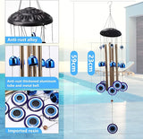 BWINKA Blue Evil Eye Amulet Wind Chimes Bells Outdoor Decor,Metal Windchimes for Garden Patio Backyard Home Decor…