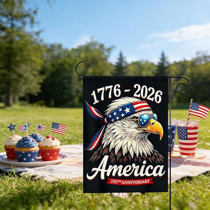 250th Anniversary Garden Flag 1776-2026, 4th of July Garden Flag for Outside, America Garden Decoration, Patriotic Eagle Banner, 12 x 18 Inch Double Sided Yard Flags for Independence Day Decorations
