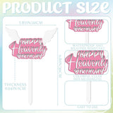 AceOrbit 13.8 X 7.9 Inches Large Happy Birthday in Heaven Decorations Cemetery Decorations for Grave Metal Memorial Remembrance Stake, Grave Markers for Human Cemetery Garden Yard Site Outdoor (Pink)