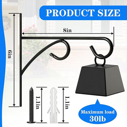 2Pcs Outdoor Bird Feeder Hanger Hooks, 8 Inch Heavy Duty Metal Rust-Resistant Bird Feeder Bracket for Hanging Flower Baskets, Wind Chimes, Bird Feeders, Planters & Lights