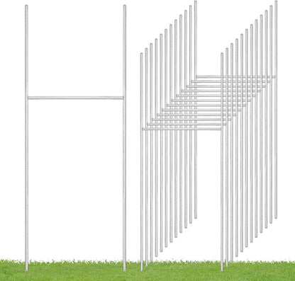12 Pack Yard Sign Stakes, 17X7.5 INCH H Frames Metal Stakes for Yard Signs for Ground Outdoor, Yard Sign Holder Stand for Corrugated Plastic Sign, Blank Lawn Sign, Estate Garage Sale, Outdoor Decor