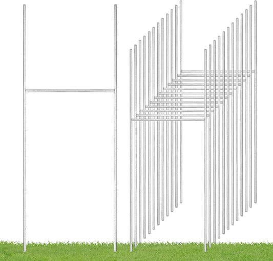 12 Pack Yard Sign Stakes, 17X7.5 INCH H Frames Metal Stakes for Yard Signs for Ground Outdoor, Yard Sign Holder Stand for Corrugated Plastic Sign, Blank Lawn Sign, Estate Garage Sale, Outdoor Decor