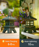 Nacome Solar Pagoda Garden Statues:11.5 inches Outdoor Waterproof Resin Zen Decor for Landscape Balcony Patio Porch Yard Ornament(Bronze)