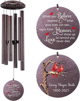 Personalized Wind Chimes, Cardinal Wind Chime, in Memory for Loss of Loved Dad/Mom, Metal Memorial Sympathy Gifts, 36inch Deep Tone Wind Chime, in Loving Memory (Produced in USA)