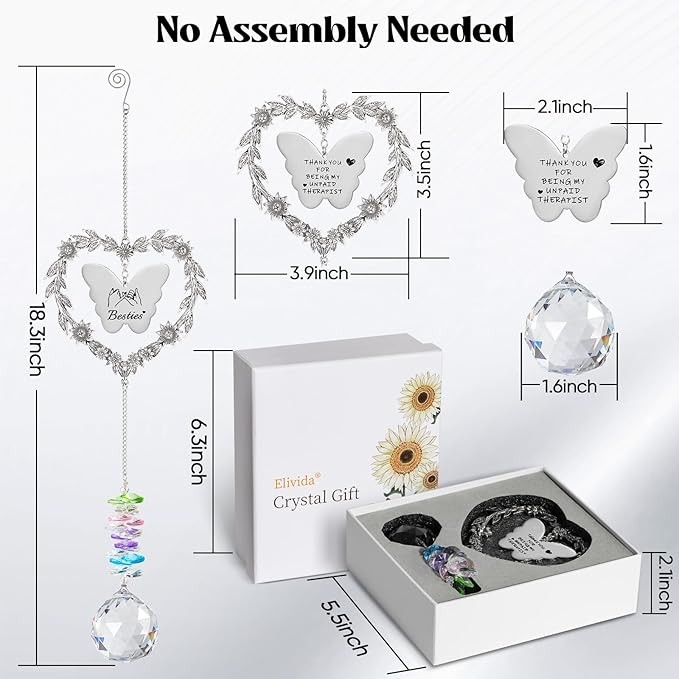 to My Bestie Gifts, Best Friend Suncatcher for Women, Friendship Christmas Ornament for Her, Heart-Shaped Crystal Birthday Gift for BFF