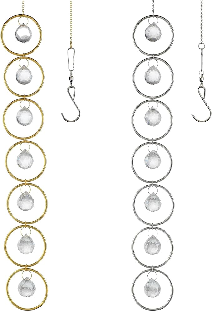 2PCS Crystals Hanging Ornaments Decor Pendant Ornament with 20mm Crystal Balls for Wind Chimes, Hanging Sunlight Catche, Window Ornament, Meditation, Fengshui, Yoga