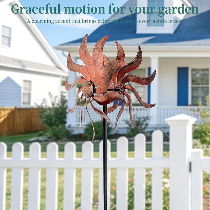 360° Metal Wind Spinner – Willow Leaf Kinetic Sculpture for Outdoor Patio Lawn Yard and Garden Decor