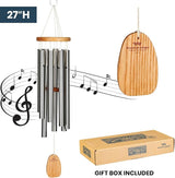 Woodstock Wind Chimes Garden Decor for Outside Outdoor Patio Decor 27" Inspirational and Memorial Sympathy Wind Chime Porch Decor Gregorian Wind Chime Alto Silver Wind Chimes (Gas)