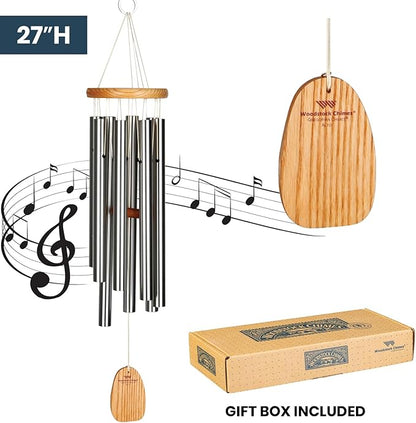 Woodstock Wind Chimes Garden Decor for Outside Outdoor Patio Decor 27" Inspirational and Memorial Sympathy Wind Chime Porch Decor Gregorian Wind Chime Alto Silver Wind Chimes (Gas)