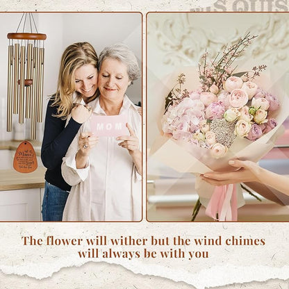 Mom Gifts for Christmas - Golden WindChimes for Outside,Birthday Gifts for momr for Gardens/Lawns/Entryways, Thoughtful Keepsake Gift for Special Occasions