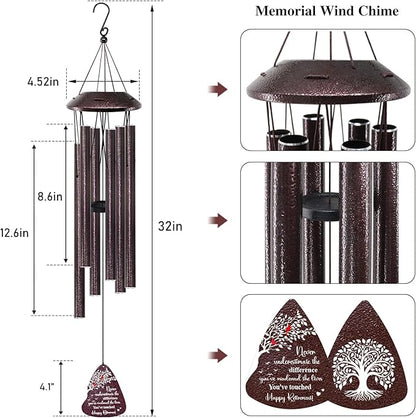 Retirement Gifts for Women/Men - 32" Wind Chimes Happy Retirement Gift for Coworker Colleague Boss Teacher Nurse - Farewell Appreciation Gifts Never Underestimate The Difference You've Made