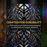 Lscsdf Seven-Color Changing Solar Mandala Projection Wall Light Decorative Solar Mandala Lights Outdoor Waterproof Metal Fence Lights for Yard Garden Post Patio Backyard Decor (4pcs)