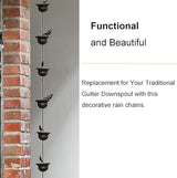 Jemeni 8.5 Feet Metal Bird Rain Chain, Decorative & Functional Rain Chains for Gutters for Patio/Garden, Dark Bronze