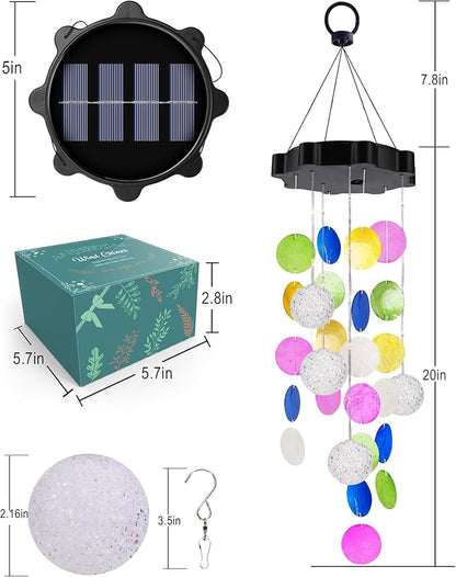Zeiliuled Solar Wind Chimes for Outside, Pastel Shell Hanging Lights with 2 Modes, Solar Shells Light Gifts for Mom Grandma Girls, LED Outside Decorative Mobile Lights for Garden Yard Patio Decor