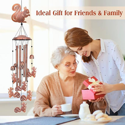 for Mom Squirrel Wind Chimes for Outside,Squirrel Gifts for Women Men/Memorial Gift/Birthday Gifts Metal windchimes Outdoors/Indoors,Garden Decor,Patio,Home,Porch,Yard Decorations