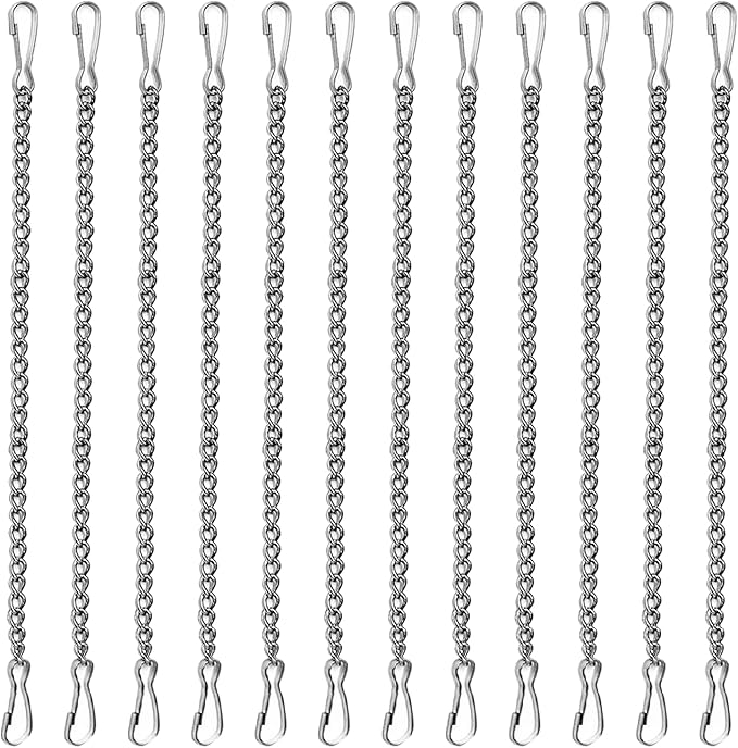 12 Pcs 20 Inch Stained Glass Window Hanging Chain - Silver 304 Stainless Steel, Window Art Decor, Patio Garden Outdoor Decorative Hanging Glass Panels Chains