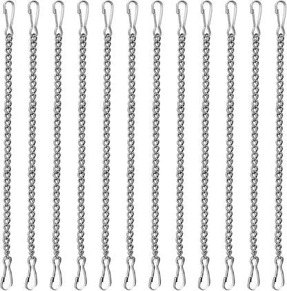 12 Pcs 20 Inch Stained Glass Window Hanging Chain - Silver 304 Stainless Steel, Window Art Decor, Patio Garden Outdoor Decorative Hanging Glass Panels Chains