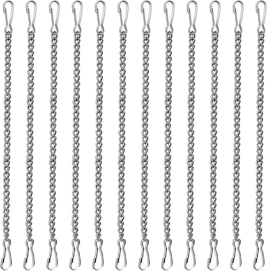 12 Pcs 20 Inch Stained Glass Window Hanging Chain - Silver 304 Stainless Steel, Window Art Decor, Patio Garden Outdoor Decorative Hanging Glass Panels Chains