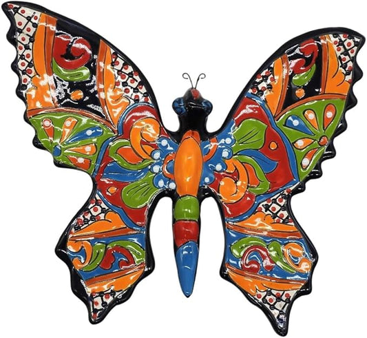 Wall Butterfly Medium Hand Painted Indoor Outdoor Multi Colored (Talavera)