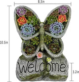Garden Gnome Statue with Solar Lights Outdoor Statues,Patio Decor for Lawn Yard, Garden Decor Unique Birthday Housewarming Gifts for Mom Grandma Women (Butterfly Succulent Statue)