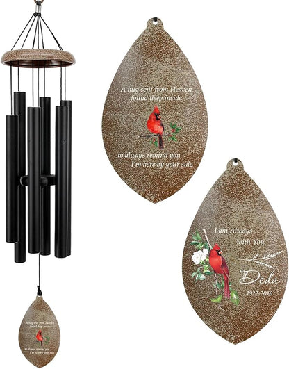ASTARIN Custom Cardinal Memorial Wind Chimes, 35" Sympathy Gifts Wind Chime for Loss of Mom Dad Sister Son, Personalized Name Date Bereavement Condolence Gift for Outside Outdoor, Produced in USA