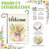 Welcome Spring Garden Flag for Outside,Mason Jar Spring Flowers Garden Flag Yard Lawn Porch Flags for Outdoor Decorations 12x18 Inch Double Sided