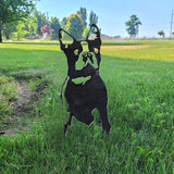 Dog Style Metal Puppy Silhouette Garden Statues French Bulldog/Doberman Pinscher Backyard Lawn Stakes, Festival Decorations & Yard Decor Iron Art (L)