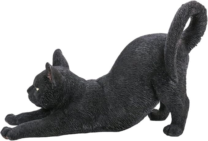 HI-LINE Stretching Cat Outdoor Garden Statue - 14.75"