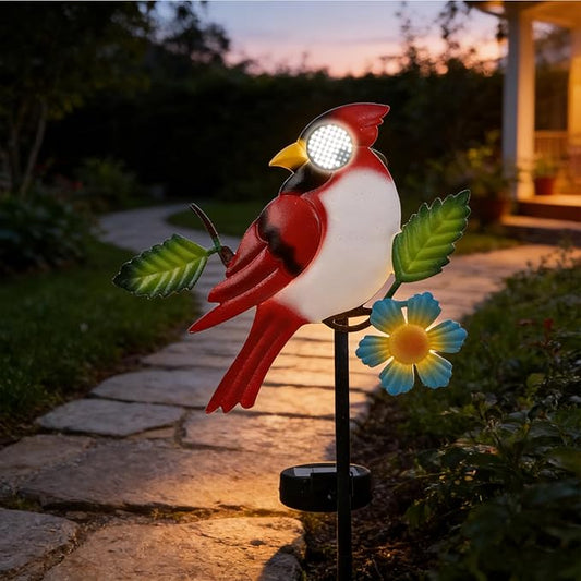 Rngmsi Garden Solar Lights Dynamic Eyes, Cardinal Bird Solar Garden Lights Stake Outdoor Decorations, LED Lighting Cardinal Decor Gifts for Patio Yard Pathway Lawn Ornaments