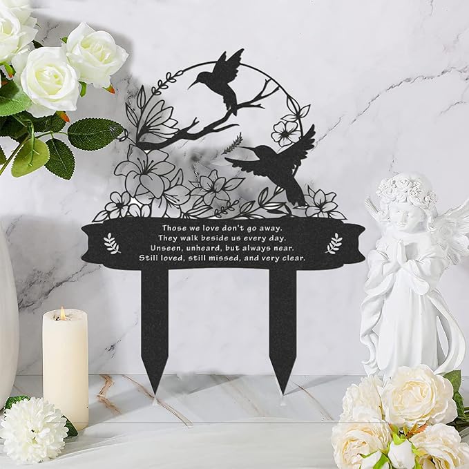 Memorial Plaques Stake Grave Decorations for Cemetery Metal Grave Plaque Stakes Markers Sympathy Waterproof Cemetery Decor for Dad Mom Grandma Outdoors Garden Personalized (Type B)