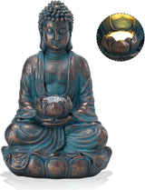 Bshine Solar Buddha Statue Outdoor Lights - 11x6 Inch Waterproof Garden Statue with Lotus, Meditation Zen Spiritual Room Decor for Yard