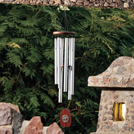 Woodstock Chimes Signature Collection, Woodstock Tree of Life Chime, 37'', Silver Wind Chimes for Outdoor, Patio, Home or Garden Decor (TOLB)