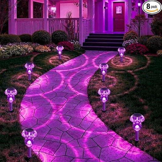 Solar Lights Outdoor, 8 Pack Mushroom Lights Outside Waterproof, Solar Powered LED Lighting for Garden, Yard, Landscape, Path, Pathway, Lawn, Walkway, Driveway, Backyard Halloween Decor (Purple)