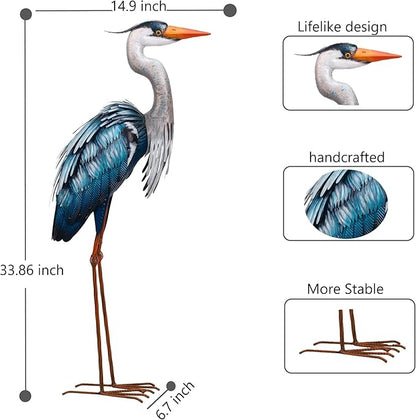 chisheen Outdoor Heron Statues Garden Decor Crane Statues Metal Yard Art Statue All Weather Resistant for Lawn Patio Porch Backyard Home Decoration Large Size