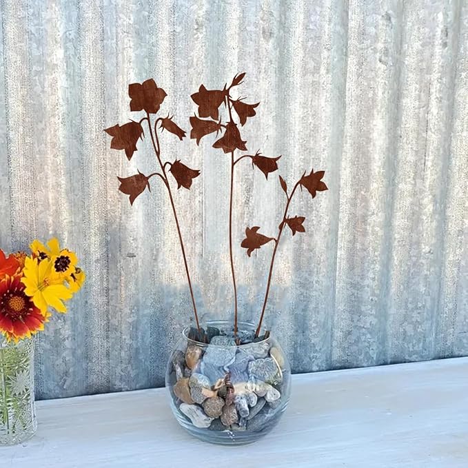 Decorative Garden Stakes, Welcome Yard Sign, Metal Arrangement Ornaments for Courtyard Lawn, Rusty Outdoor Decortions for Easter Housewarming (F)