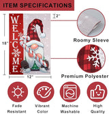 hogardeck Welcome Christmas Garden Flag, Gnome & Candy Polyester Outdoor Christmas Decorations, 12x18 Inch Vertical Double Sided Yard Flag, Snowflake Xmas Decor