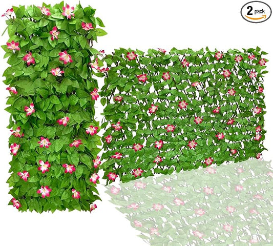 Expandable Fence Privacy Screen for Balcony Patio Outdoor,Decorative Faux Ivy Fencing Panel,Artificial Hedges (Single Sided Leaves)
