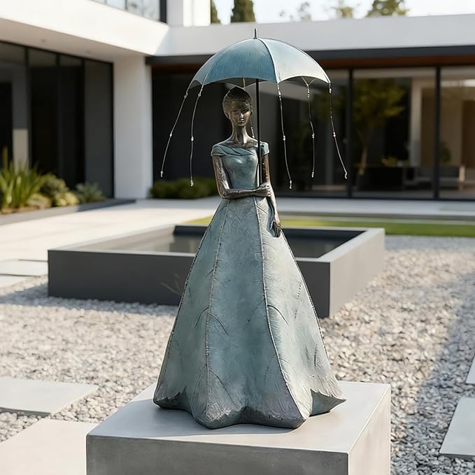 DiliComing Solar Fairy Outdoor-Statue Garden-Decor - 18" Resin Leaf Girl Sculpture with LED Lights for Garden/Patio/Yard | Waterproof Fairy Outdoor Figurines, Unique Home Decor Gifts for Women