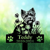 Personalized Yorkshire Terrier Grave Marker, Yorkie Dandelion Flowers Memorial Garden Stake, Yorkshire Terrier Memorial Gift, Loss of Yorkie, Outdoor Pet Headstone, Dog Burial Stake
