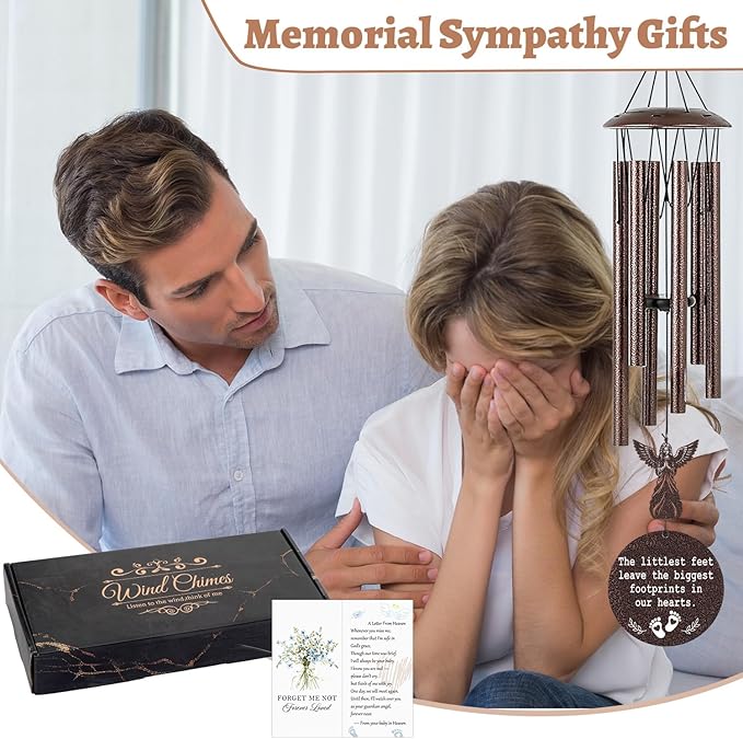Miscarriage Gifts for Mothers - 36'' Miscarriage Memorial Wind Chimes for Women, Infant Baby Loss Keepsake Sympathy Memorial Bereavement Condolence Remembrance Gift, in Memory of Angel Baby