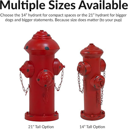 Sunnydaze Fire Hydrant for Dogs to Pee on - Dog Fire Hydrant Pee Post for Potty Training- Red Powder-Coated Paint Finish - 14 in