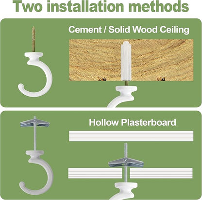Aidoclip 4pcs Ceiling Hooks for Hanging Plants,Hanging Lights Metal Small Hooks,Indoor Outdoor Wall Heavy Duty Plant Hanger Swag Hook