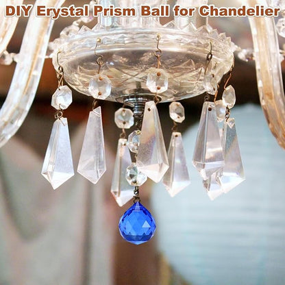 M METERXITY 10-Pack Crystal Ball Prisms, 24mm/0.94 Inch Chandelier Pendant Maker Hanging Crystals Chandelier Prisms for Home/Windows/Garden/DIY Decoration[Dark Blue]