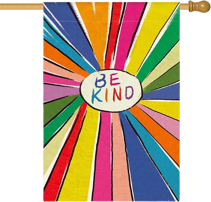 AVOIN colorlife Be Kind Rainbow Sunshine Pride Garden Flag Double Sided, LGBTQ+ Community Parade Yard Outdoor Decoration 28 x 40 Inch