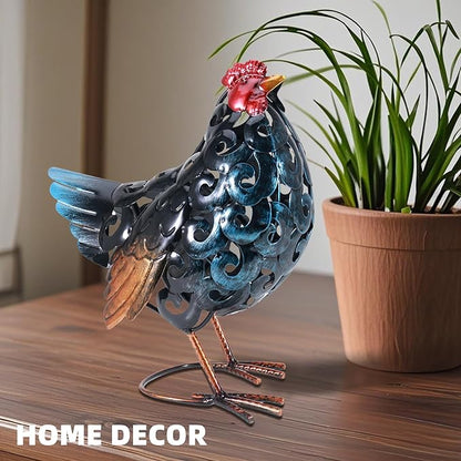 Chicken Metal Garden Statues,Backyard Scuplture,Outdoor Decoration, Yard Ornaments Outside Decor Home Deco, Retro Painting,Lifelike Gift for Friends Garden Lover (Hen)