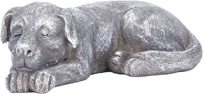 Hapivida Dog Garden Statue, Puppy Garden Memorial Stone Sleeping Dog Sculpture Decor Outdoor Resin Realistics Sculptures Grey