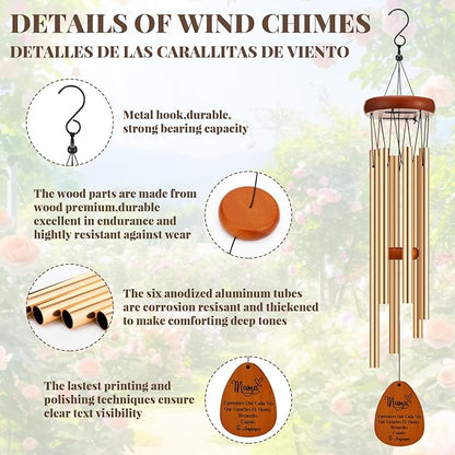 Yookeer Spanish Moms Wind Chimes Best Gift Mother Birthday Gift from Daughter Son Love Reminder Gifts for Mama Birthday Mother's Day
