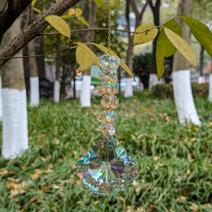 Crystal suncatchers, 76mm Axe AB auraro Crystals Sun Catchers with Crystals Chandelier Beads,Hanging Window Suncatchers, Rainbow Make for car,Ceiling,Wedding, Party, Mom,Daughter Gift(2 pcs)