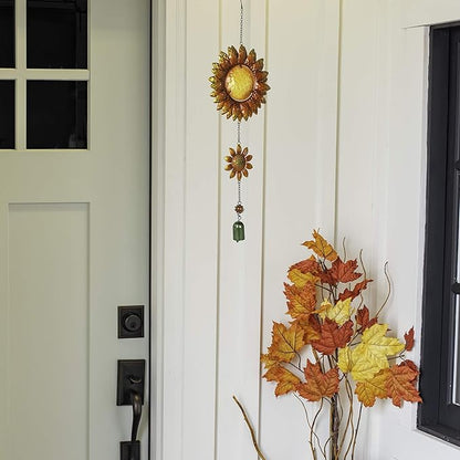 Sunset Vista Designs 14166 Hanging Decoration Garden Bell, Warm Orange and Golden Yellow with Amber 26.5 x 7.5